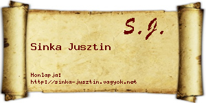 Sinka Jusztin névjegykártya